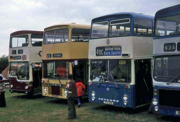 Reading Metropolitan, Leicester Dominator 237, Brighton Atlantean 10 & Derby Ailsa 71